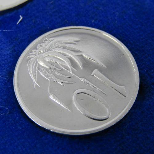 1974 South Africa proof coins in blue box - 1 cent to 50 cent