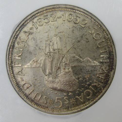 1952 SA Union 5s Five Shilling graded PF 66 by NGC