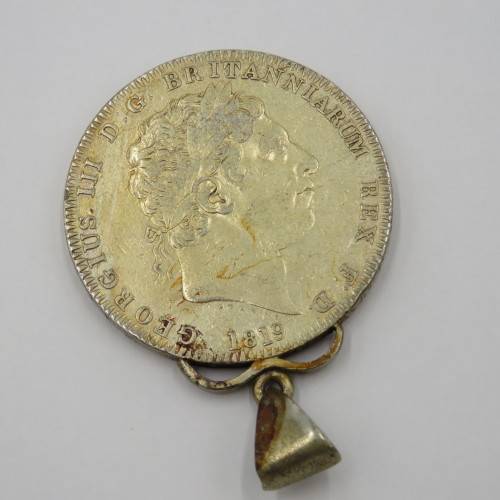 1819 LIX George 3 Great Britain crown with edge mount - VF