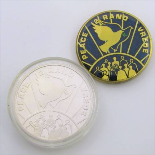 1993 Set of Peace R2 coins - 1 in Silver - 1 gold plated and Enamel - multiclour - 4800 Minted