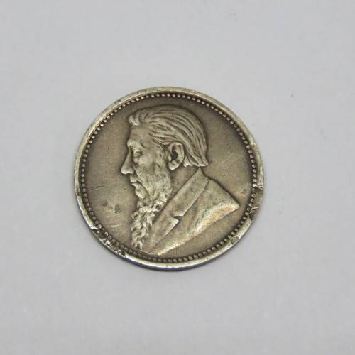 1897 ZAR Paul Kruger 3d VF+ rim damage tickey