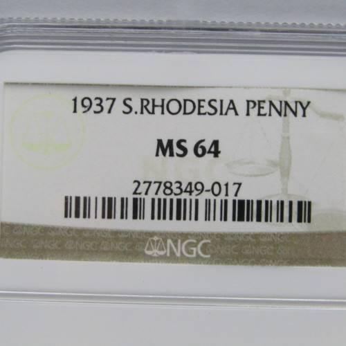 1937 Southern Rhodesia Penny graded MS 64 by NGC