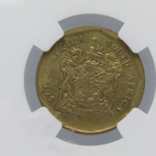 South Africa mint error 1990 ( to 1995 ) 50 cent with double reverse die breaks graded mint error MS