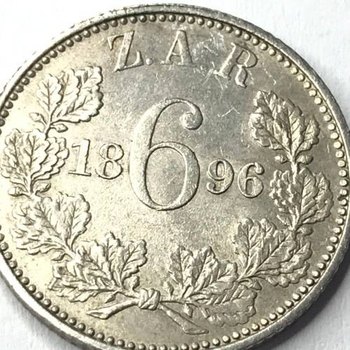 1896 ZAR Kruger Sixpence - AU