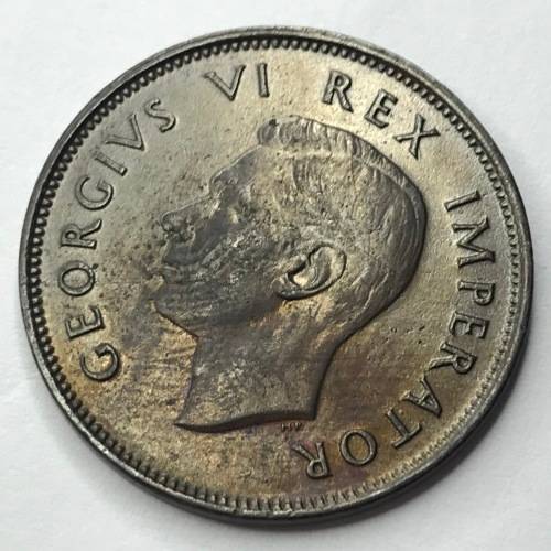 1943 SA Union Half Penny - UNC - dark brown