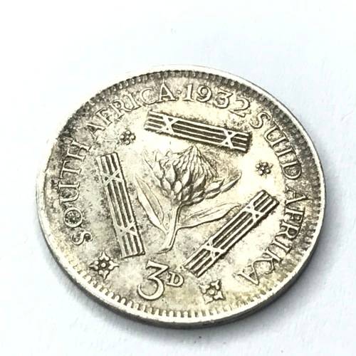 1932 SA Union Threepence - EF+ / AU