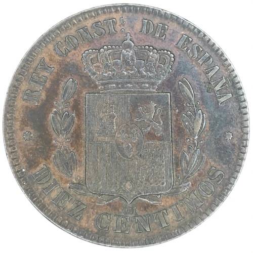 1879 Spain Diez Centimos in AU condition - Excellent coin