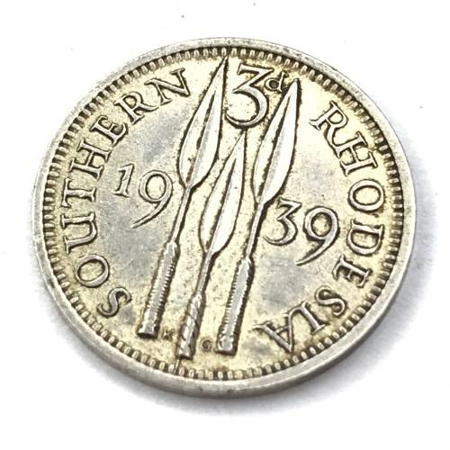 1939 Rhodesia three pence - XF