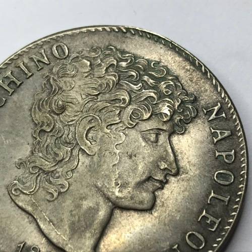 1813 Italian States Scarce 5 Lire - Cracked Die Version - XF+