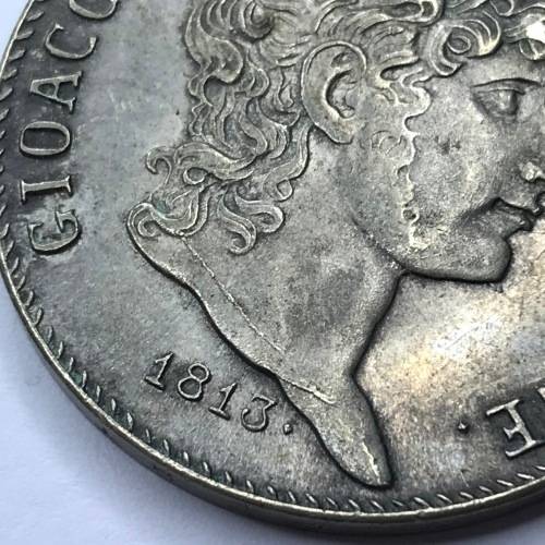 1813 Italian States Scarce 5 Lire - Cracked Die Version - XF+