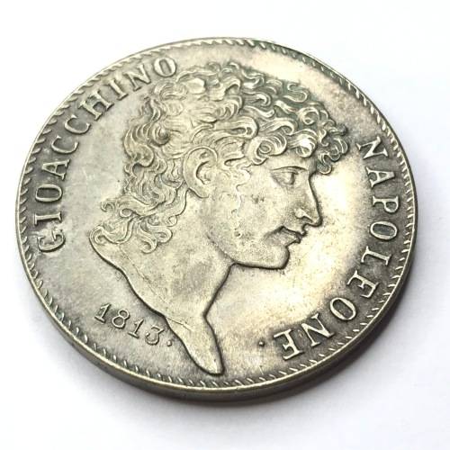 1813 Italian States Scarce 5 Lire - Cracked Die Version - XF+