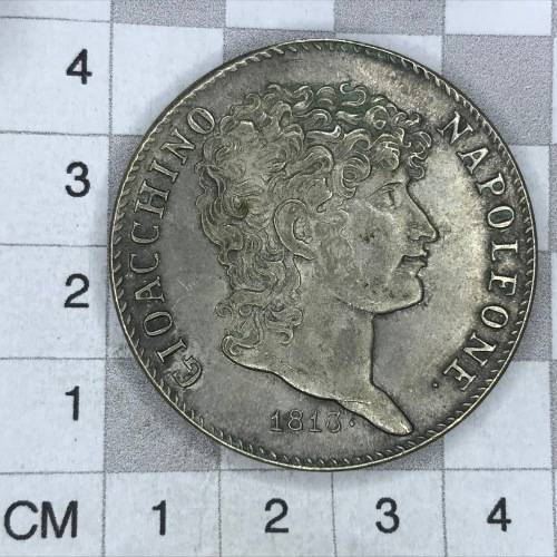 1813 Italian States Scarce 5 Lire - Cracked Die Version - XF+