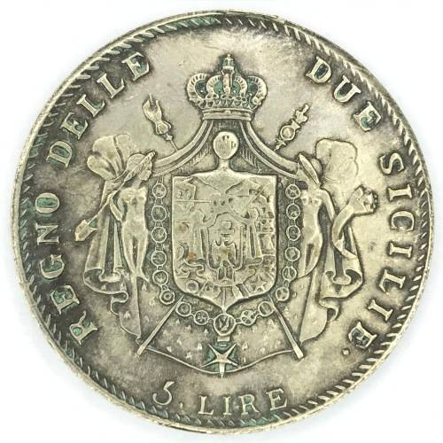 1813 Italian States Scarce 5 Lire - Cracked Die Version - XF+