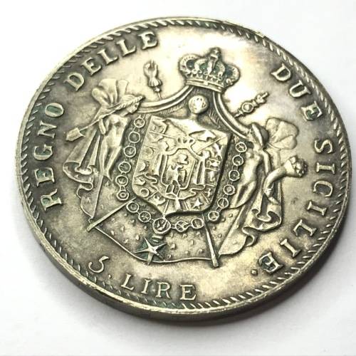 1813 Italian States Scarce 5 Lire - Cracked Die Version - XF+
