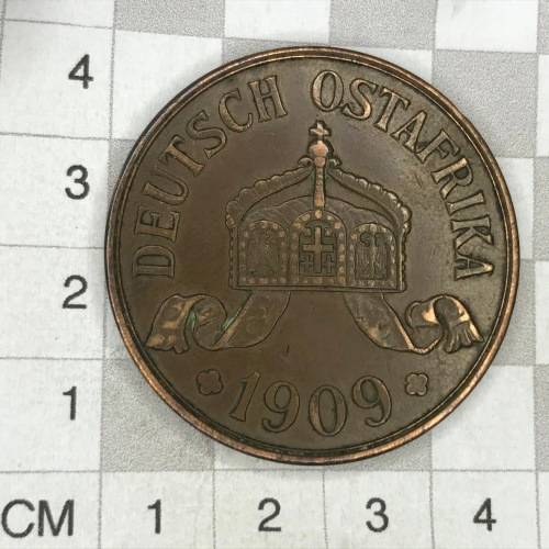 1909 J German East Africa 5 Heller - Large - XF+