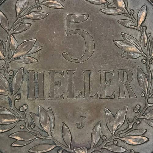 1909 J German East Africa 5 Heller - Large - XF+