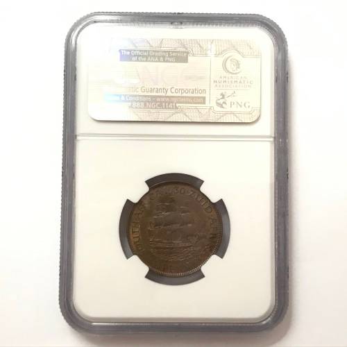 1930 SA Union half penny graded AU 55 BN by NGC