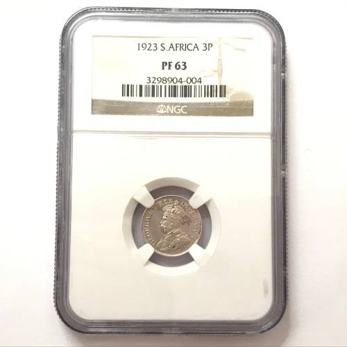 1923 SA Union 3 pence graded PF 63 by NGC