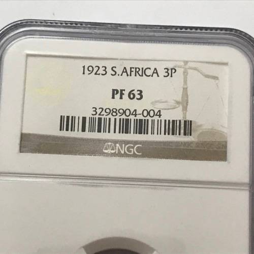 1923 SA Union 3 pence graded PF 63 by NGC