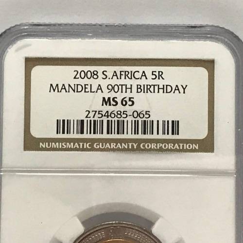 2008 Mandela 90th birthday R5 graded M5 65 by NGC