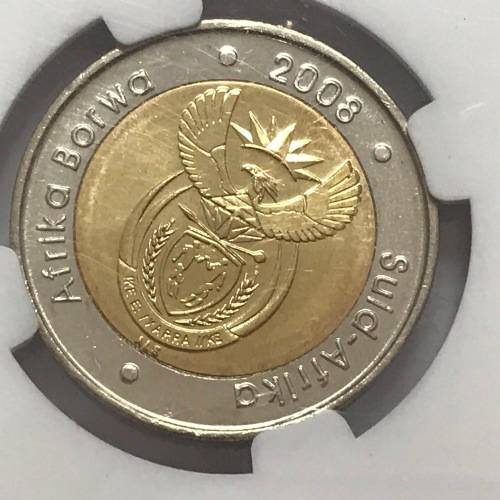 2008 Mandela 90th birthday R5 graded M5 65 by NGC