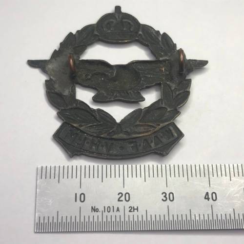 SA Air Force Blackened Brass Cap Badge - In very good condition