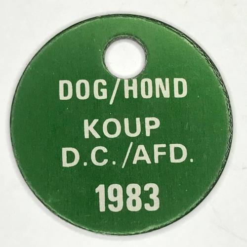 Lot of 3 Dog Licenses with no. 1800 - all Koup - 1983, 1984 and 1985