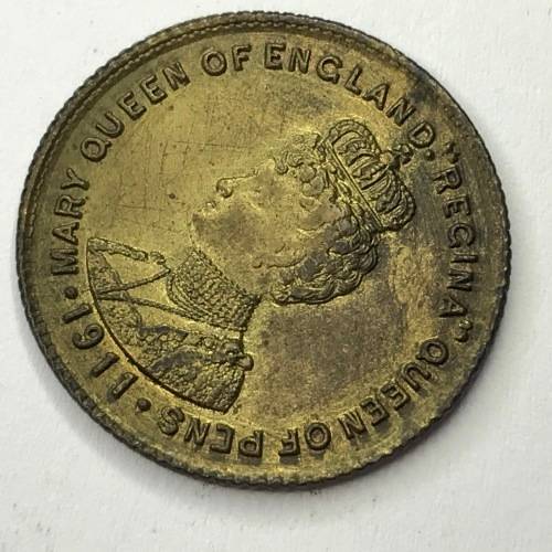 Advertising token Mary Queen of Pens! - `Regina pens`