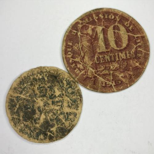 1915 Banque di Emission De Lille 10Centimes and 5Centimes cardboard coins - Rarely seen
