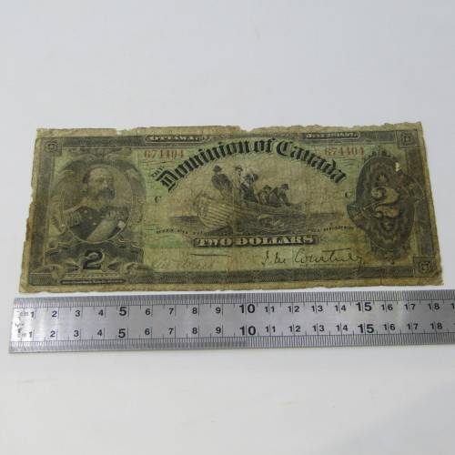 Dominion of Canada 1897 Courtney dark brown banknote - very well used