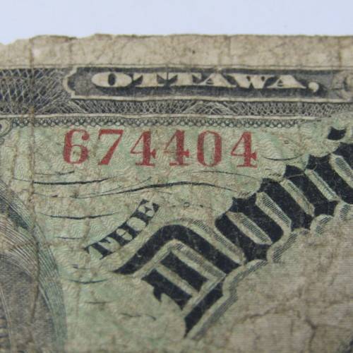 Dominion of Canada 1897 Courtney dark brown banknote - very well used