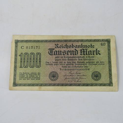 Lot of 4 different types of 1000 Mark Reichs bank notes - different colors