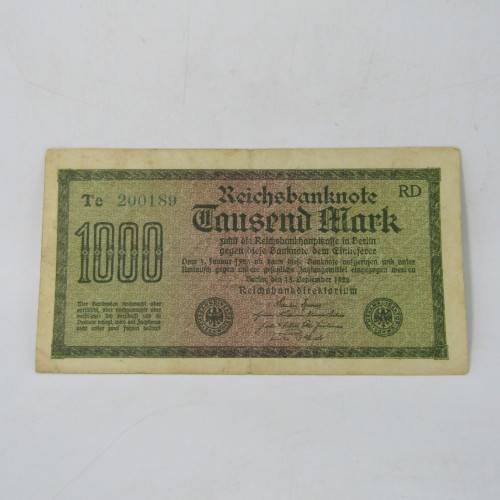 Lot of 4 different types of 1000 Mark Reichs bank notes - different colors