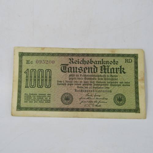 Lot of 4 different types of 1000 Mark Reichs bank notes - different colors