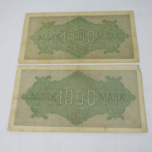 Lot of 4 different types of 1000 Mark Reichs bank notes - different colors