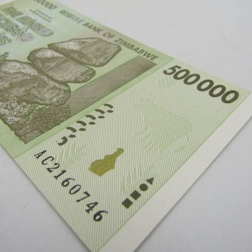 Zimbabwe Uncirculated set of 3 banknotes with consecutive numbers - $500 000 Harare 2008