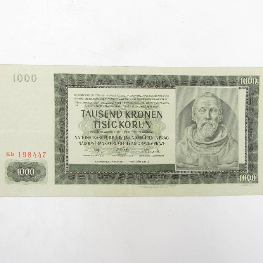 Deutschland 1000 Kronen 1942 - Bohmen and Mahren, Prag VF