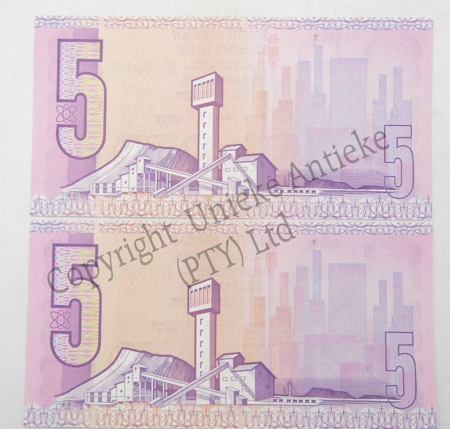 GPC de Kock 3rd Issue lot of 6 uncirculated R5 notes in sequence