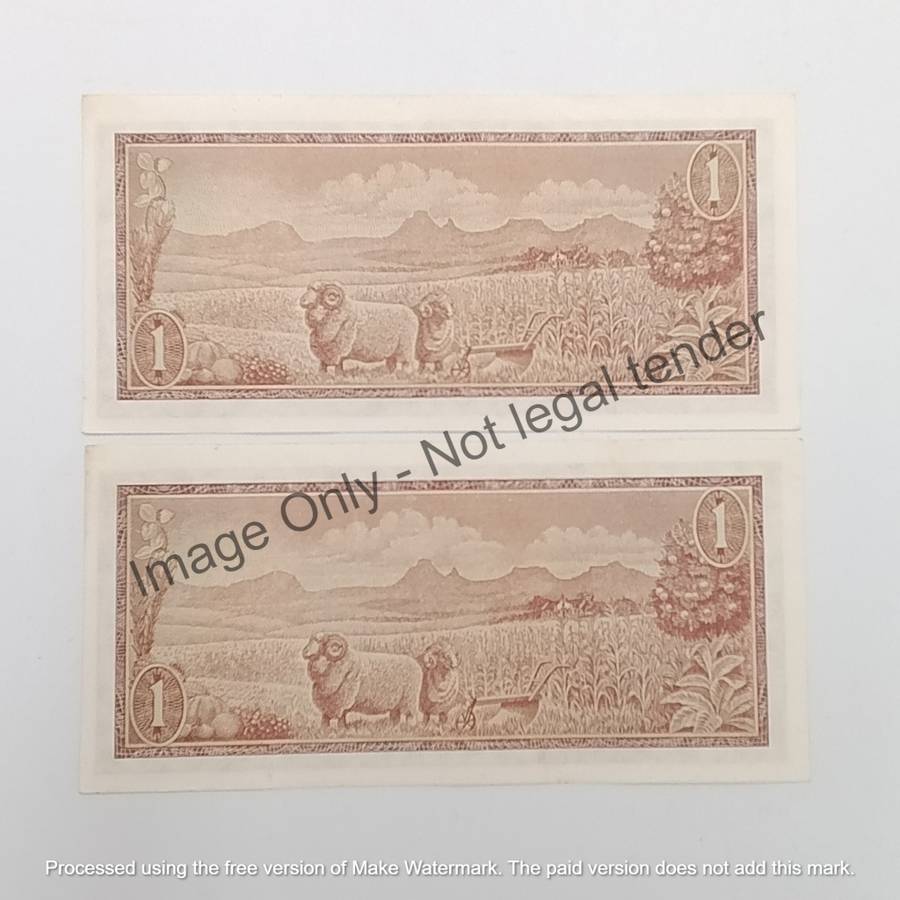 TW de Jongh Pair of uncirculated R1 banknotes 3rd Issue