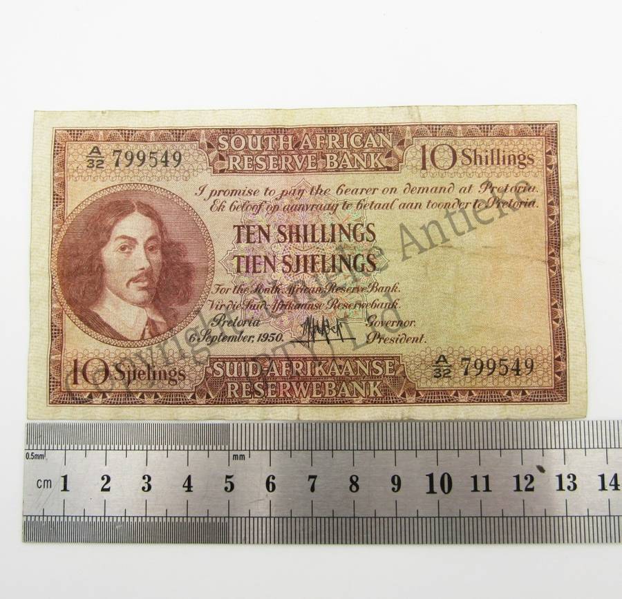 MH de Kock Ten Shillings 1950 E/A A32 VF