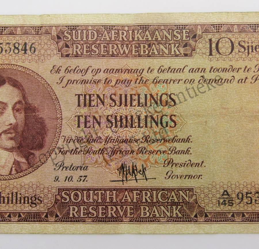 MH de Kock Ten Shillings 1957 - A/E - A145 - VF