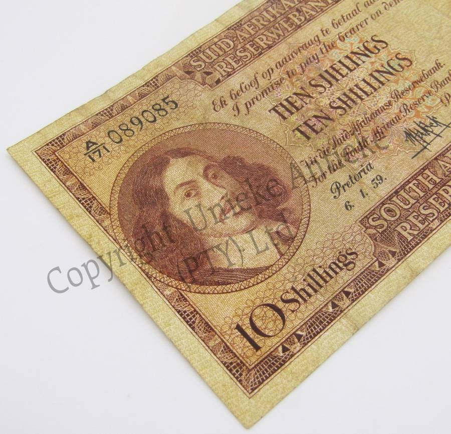 MH de Kock Ten Shillings 1959 - A/E - A171 - VF