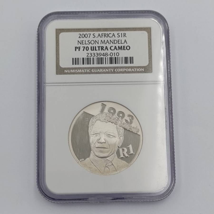 2007 RSA silver R1 Nelson Mandela graded  PF70 Ultra Cameo by NGC