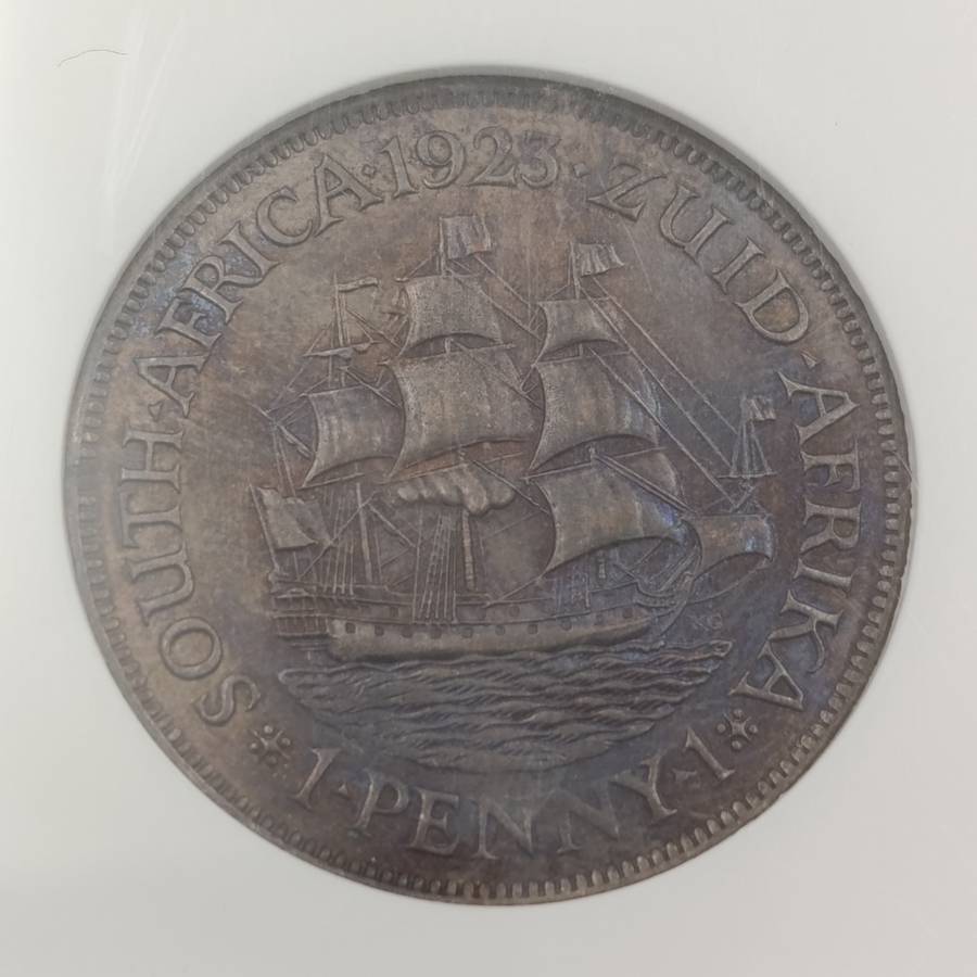 1923 SA Union Penny graded MS63 BN by NGC
