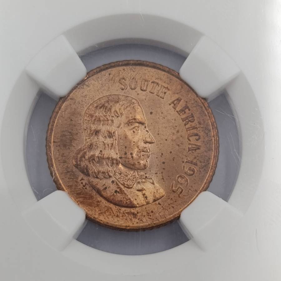 1965 RSA English 1 cent graded MS63 RB by NGC - only 1180 minted