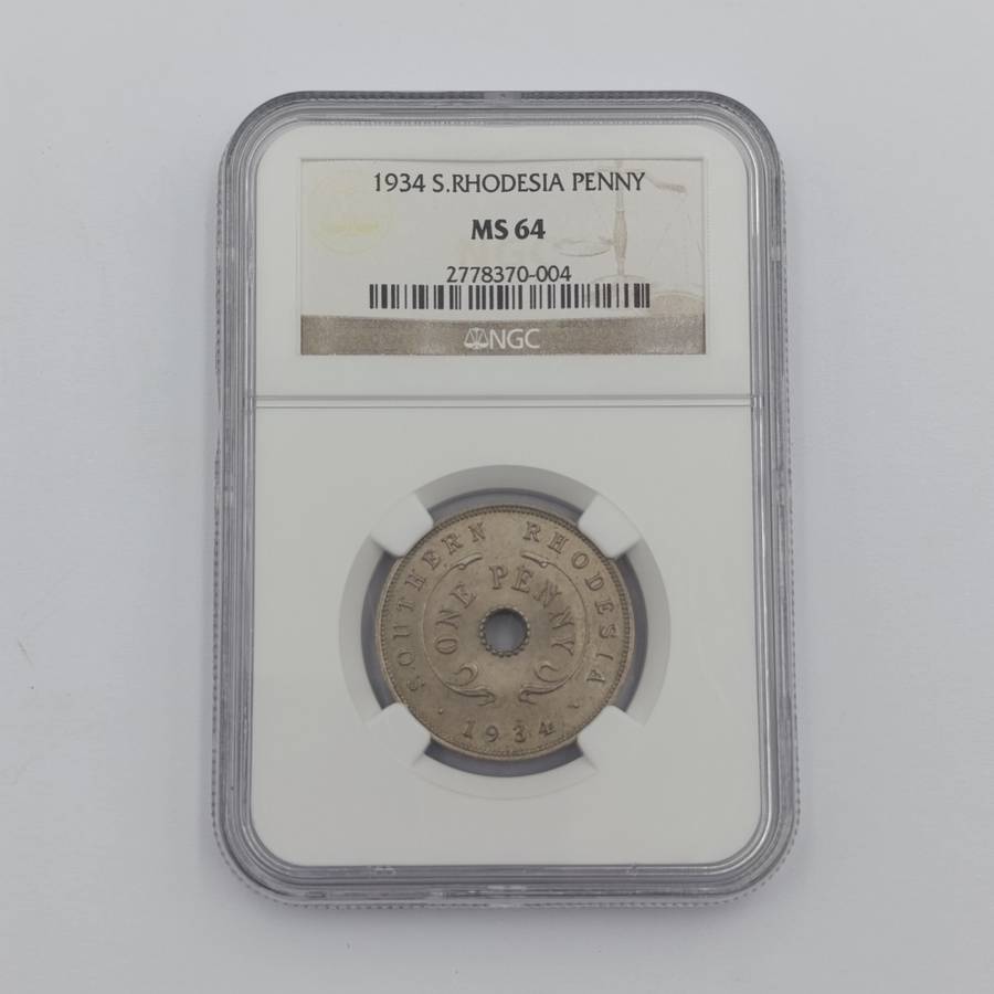 1934 Southern Rhodesia Penny graded MS64 by NGC