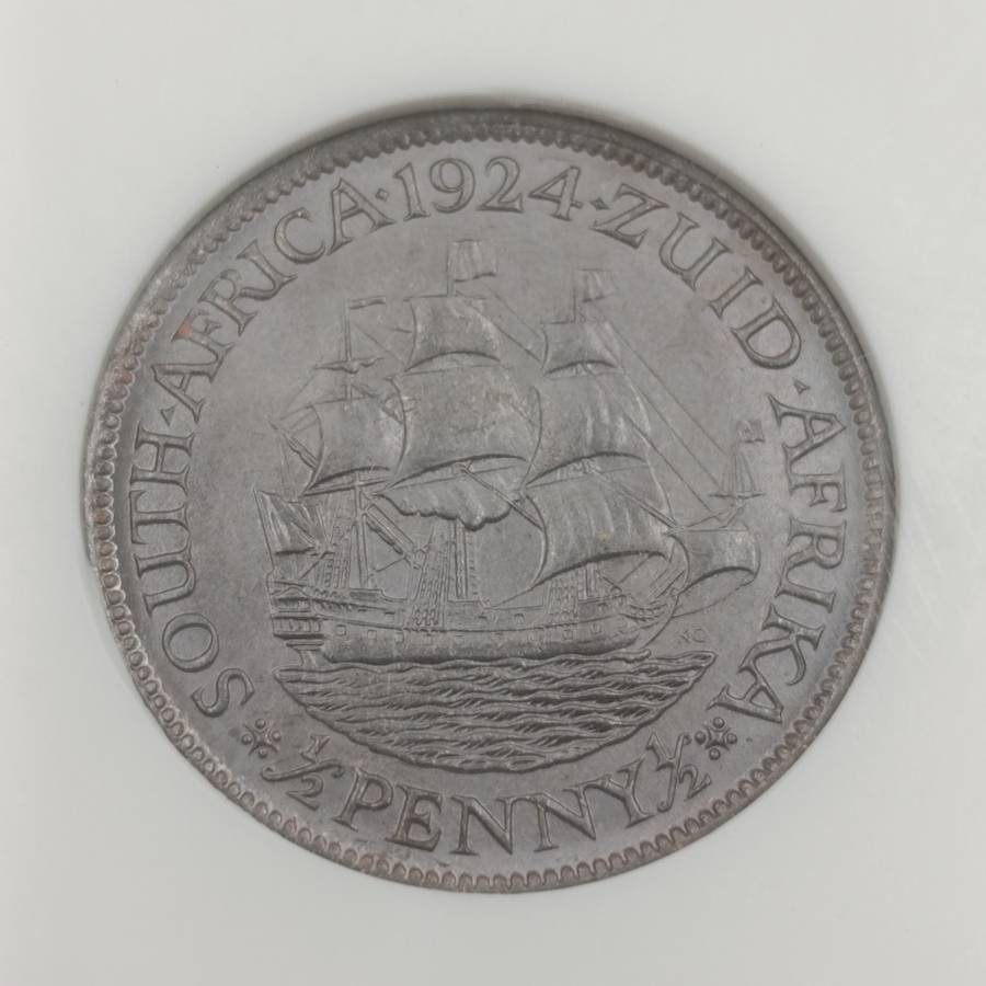 1924 SA Union half penny graded MS64 BN by NGC