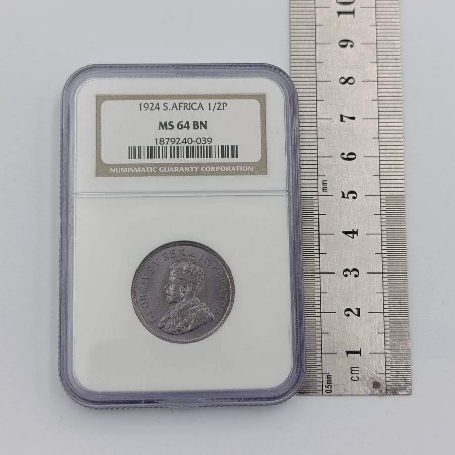 1924 SA Union half penny graded MS64 BN by NGC