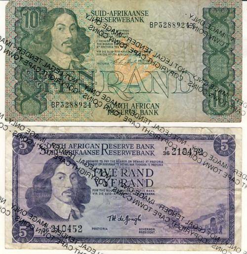 Lot of 9 old SA Banknotes as per scan all different