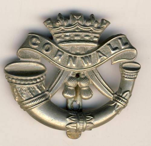 Great Britain - Cornwall Regiment Cap badge - White metal with slide @ CRAZY R1 start